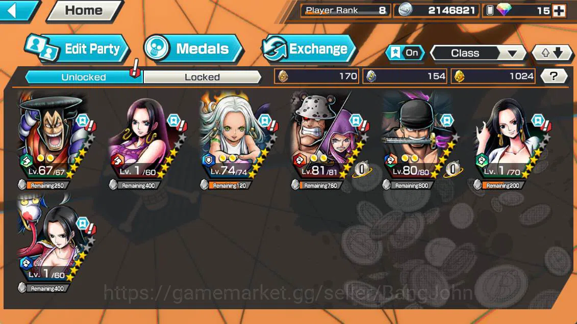One Piece Bounty Rush Accounts Others GLOBAL | EX3 | onigashima zoro, S-snake seraph, Kuri Oden more detail check SS OPBR260B 2