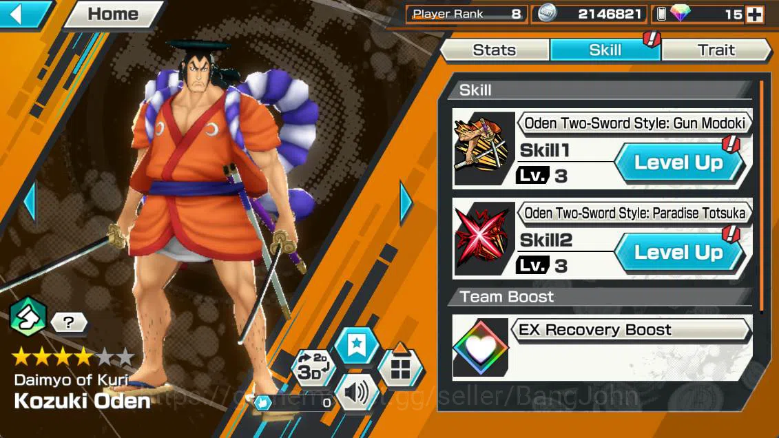 One Piece Bounty Rush Accounts Others GLOBAL | EX3 | onigashima zoro, S-snake seraph, Kuri Oden more detail check SS OPBR260B 6