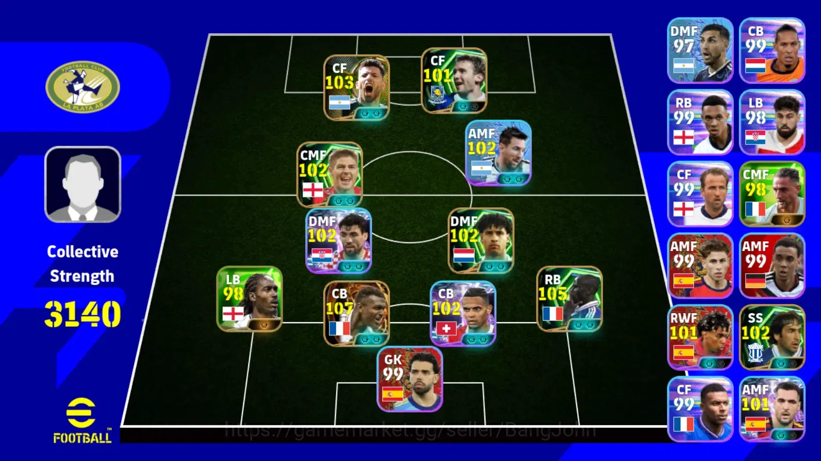 eFootball Accounts Others Mobile|PW 3140|MarceloDesaillyBigT,LionelMessiShowT,MikelMerinoShowT,MateoKovacicShowT,Manuel 1