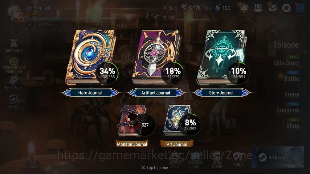 Epic Seven Accounts Starter Global Unverif|4ML(Straze,A.Elena,E.Ilynvav,EW.Ludwig)+Roana,Wukong,Etc.|PoH+Bless ON|Theater 1