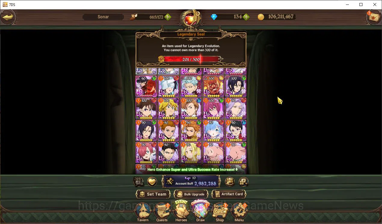 The Seven Deadly Sins: Grand Cross Accounts Midgame Global|2,9M CC|201 LS|2LR+9UR+Colab 1