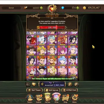 The Seven Deadly Sins: Grand Cross Accounts Midgame Global|2,9M CC|201 LS|2LR+9UR+Colab