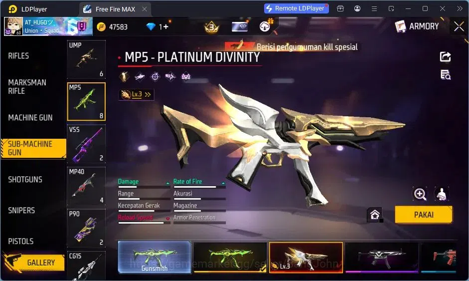 Free Fire Accounts Indonesia |Vault 167| 2 EVO (AK47,MP5)| M1887- Han image 3