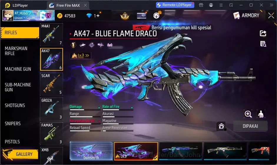 Free Fire Accounts Indonesia |Vault 167| 2 EVO (AK47,MP5)| M1887- Han image 4