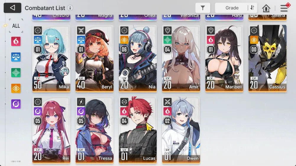 Chaos Zero Nightmare Accounts Global Lv 45|11 SSR[Nine,YukiM2,Sereniel,Chizuru,Khalipe,Meilin,Etc] + 11 SR + 16 SR Partner|1 4