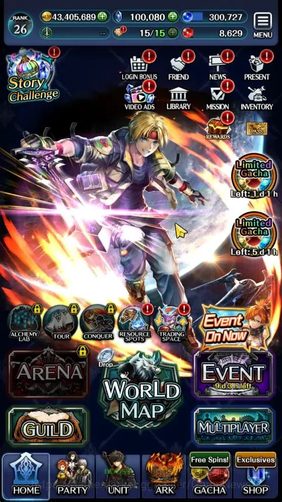 Last Cloudia Accounts Mid‑Game GLOBAL|Rank 26|100K Crystal|Collab [Claude C Kenny,Palamena]+[A Roland,G Lilaha,KoG Mauna]|3 14