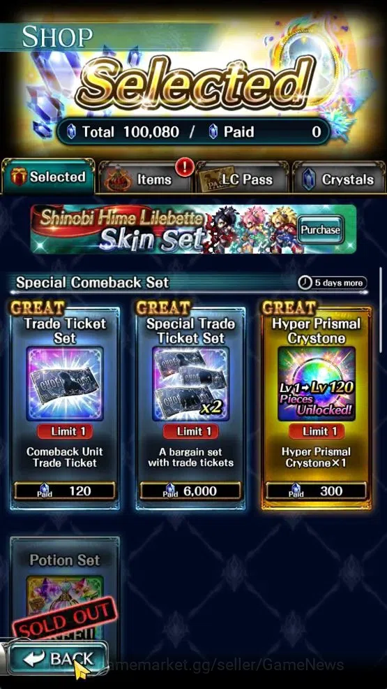Last Cloudia Accounts Mid‑Game GLOBAL|Rank 26|100K Crystal|Collab [Claude C Kenny,Palamena]+[A Roland,G Lilaha,KoG Mauna]|3 16
