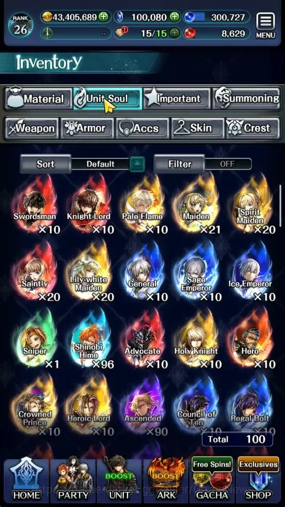 Last Cloudia Accounts Mid‑Game GLOBAL|Rank 26|100K Crystal|Collab [Claude C Kenny,Palamena]+[A Roland,G Lilaha,KoG Mauna]|3 18
