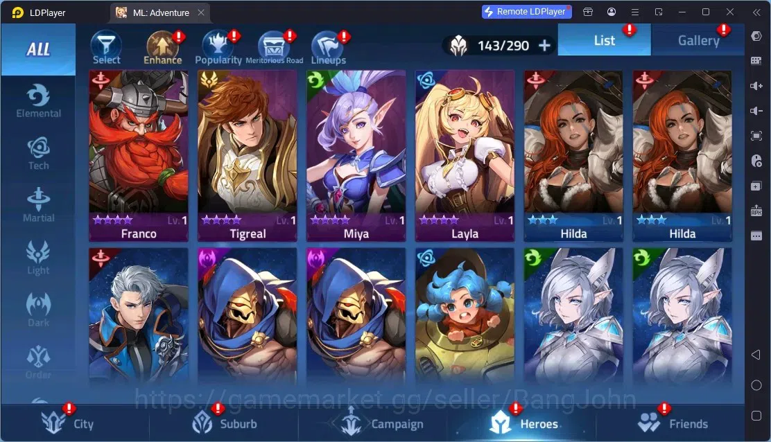 Mobile Legends: Adventure Accounts Global |LV 101|6,7M Power |VIP 7|Camp 39-25|Hero 143|1 UR (Infinita Crocell)|3 Awaken|1 17