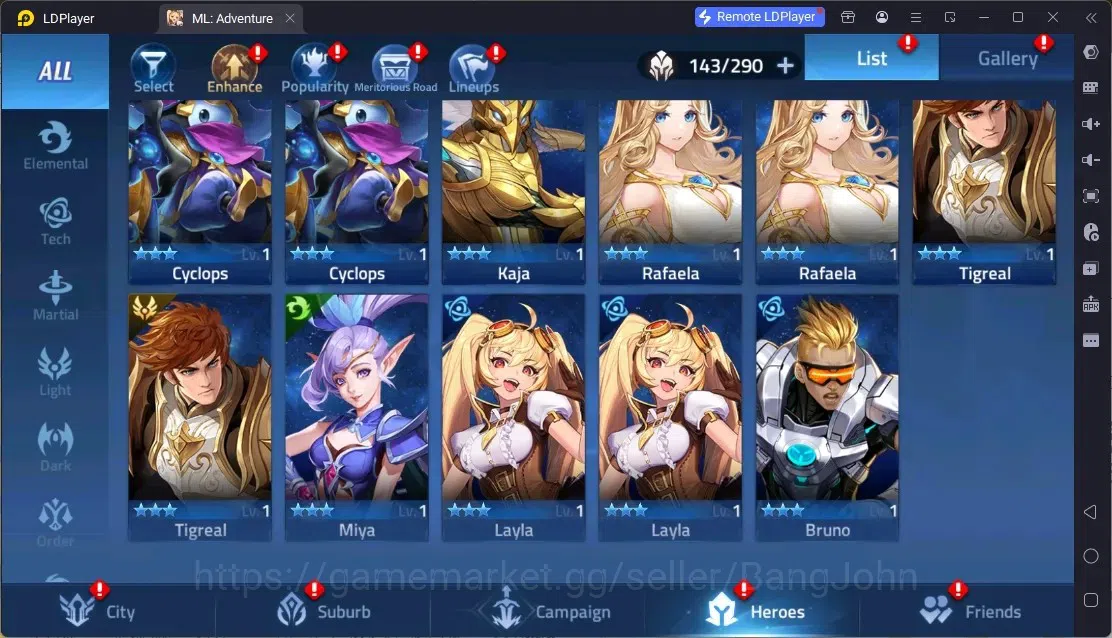 Mobile Legends: Adventure Accounts Global |LV 101|6,7M Power |VIP 7|Camp 39-25|Hero 143|1 UR (Infinita Crocell)|3 Awaken|1 19