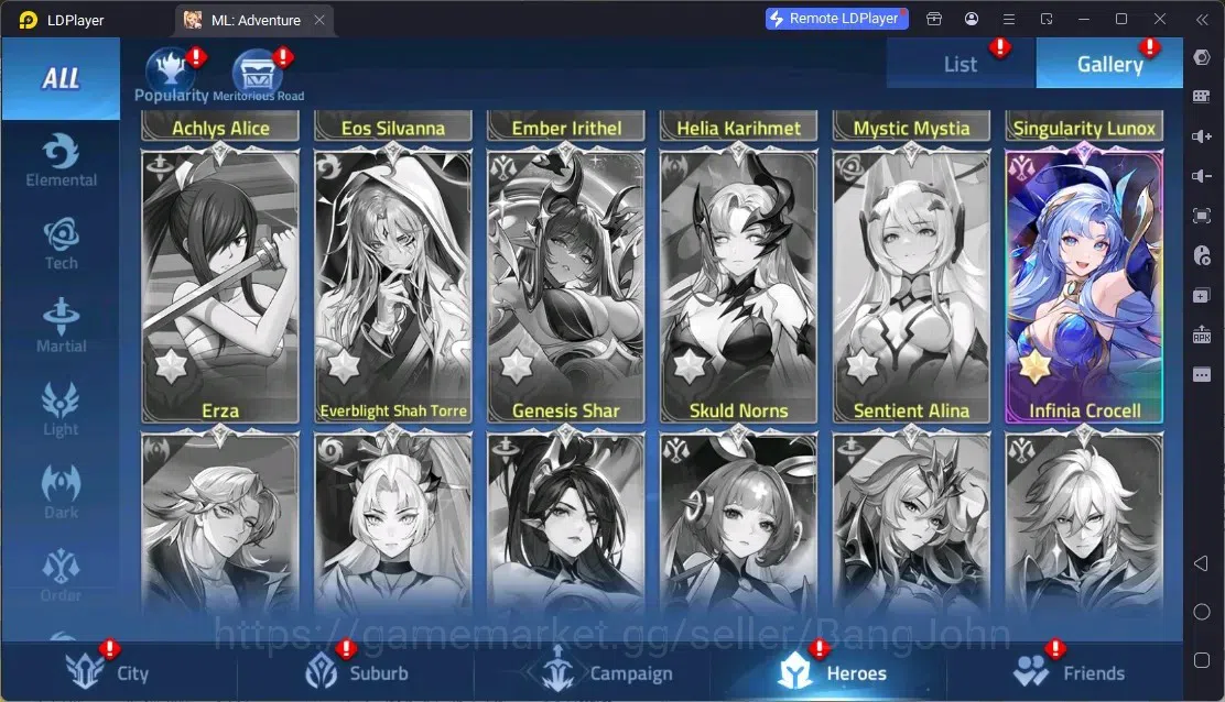 Mobile Legends: Adventure Accounts Global |LV 101|6,7M Power |VIP 7|Camp 39-25|Hero 143|1 UR (Infinita Crocell)|3 Awaken|1 20