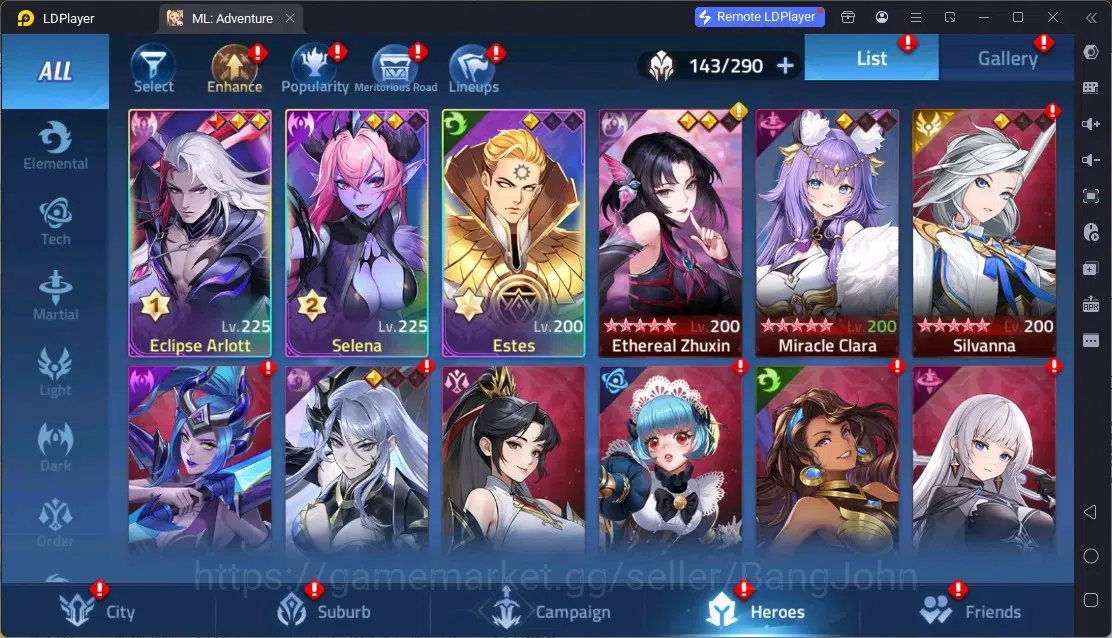 Mobile Legends: Adventure Accounts Global |LV 101|6,7M Power |VIP 7|Camp 39-25|Hero 143|1 UR (Infinita Crocell)|3 Awaken|1 3