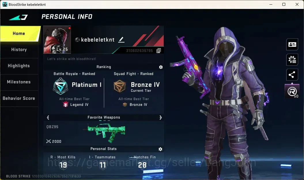 Blood Strike Accounts Others ASIA | 1 Ultra Gun|1 Limited|4 Legendary Guns|1 Epic Name Changing Card|2 Ultra Striker|1 OPM 1