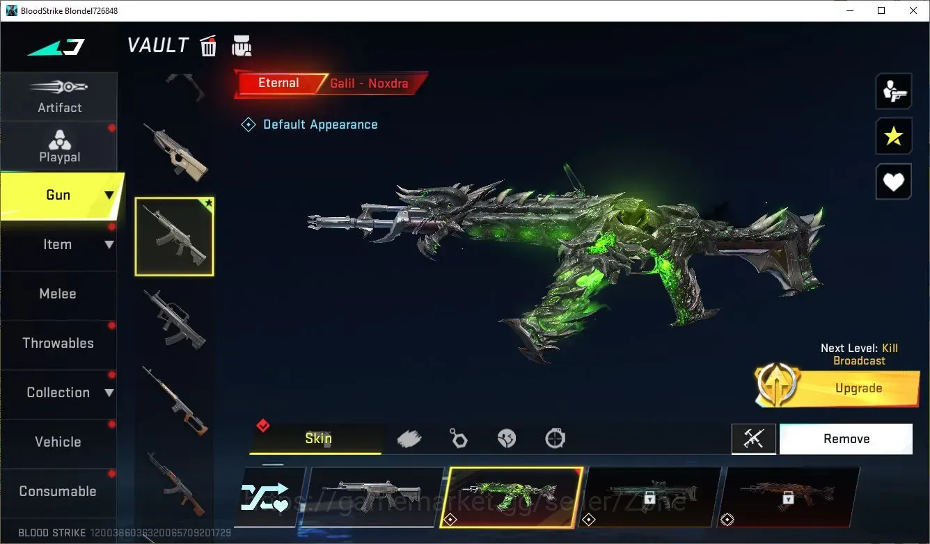 Blood Strike Accounts Starter ASIA|STARTER|1 ETERNAL: Galil-Noxdra|2 Legendary Chest|1 Name change card|1 Rare 1