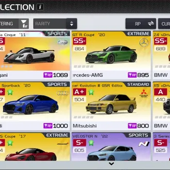Racing Master Accounts SEA |Lv 3|1 Prime Legend Car (Pagani Zonda Cinque),McLaren 7205 Coupe,Lancer Evo 3,RS7