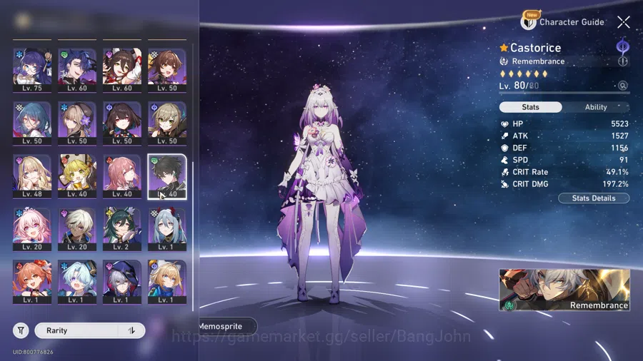 Honkai Star Rail Accounts Others ASIA | TL 67 | CASTORICE E 1 | SEELE E1 | BAILU E2 | CYRENE | FIREFLY | DR RATIO | HIMEKO 3