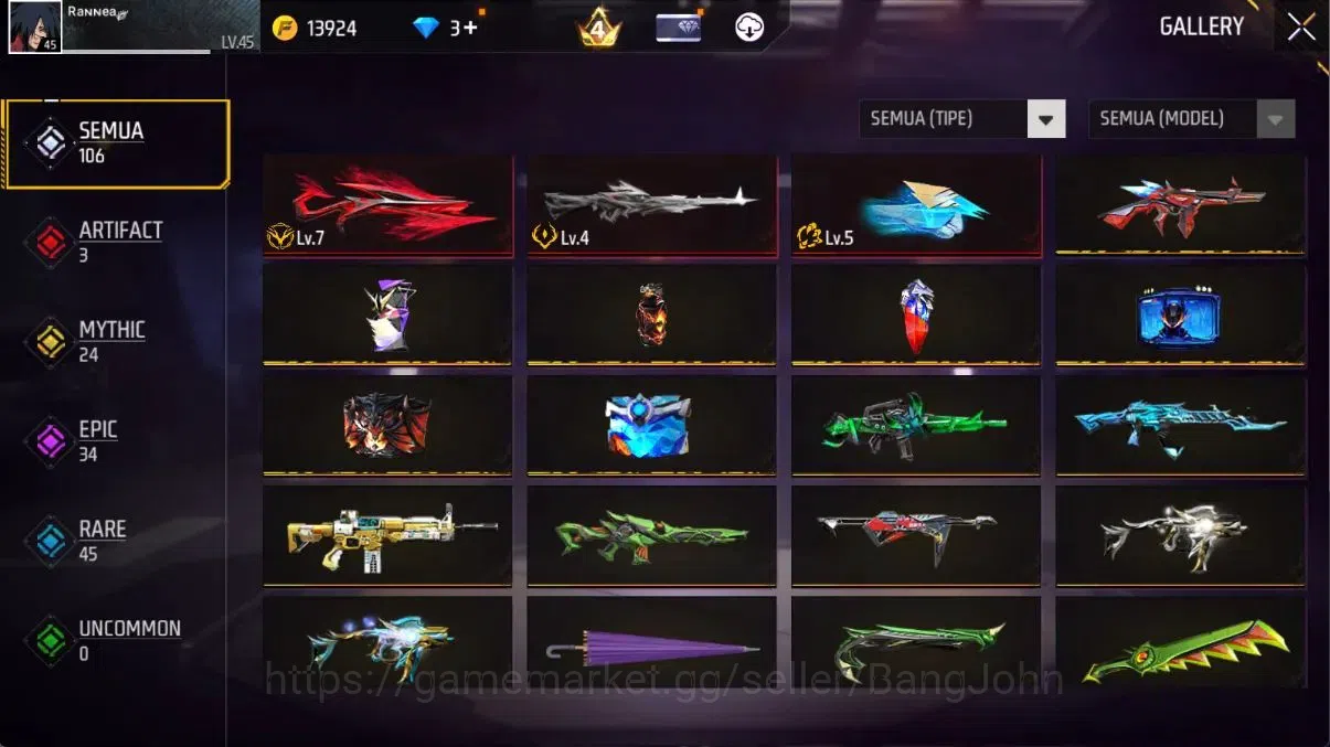 Free Fire Accounts Indonesia | Evo M1014 MIFUYUSAYANG Lv7, M60 Dreamb image 4