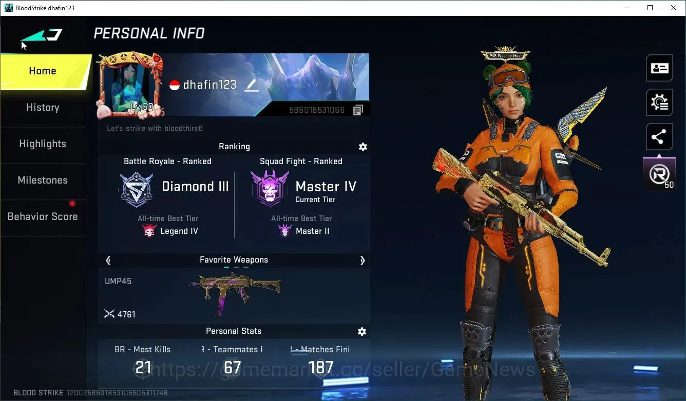 Blood Strike Accounts ASIA|ETERNAL Desert Eagle-Scorpius|Collab 7DS[Play image 2