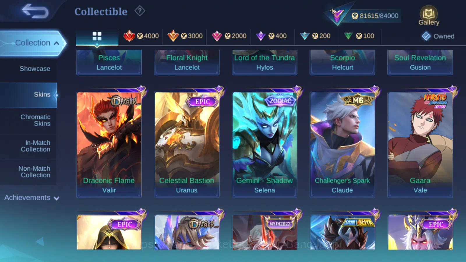 Mobile Legends: Bang Bang Accounts Others Hero 131 , Skin 278 ,  Prime (Claude, Granger ,Yu Zhong) , Naruto Lukas ,Luckybox 10
