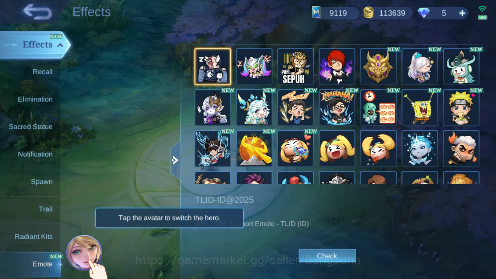 Mobile Legends: Bang Bang Accounts Others Hero 131 , Skin 278 ,  Prime (Claude, Granger ,Yu Zhong) , Naruto Lukas ,Luckybox 16