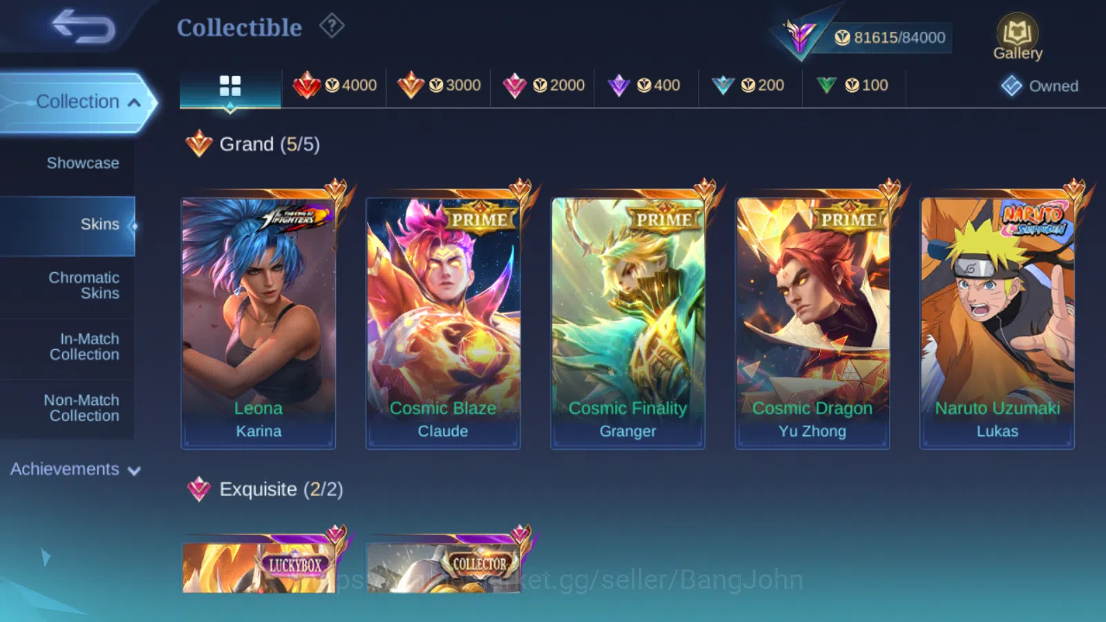 Mobile Legends: Bang Bang Accounts Others Hero 131 , Skin 278 ,  Prime (Claude, Granger ,Yu Zhong) , Naruto Lukas ,Luckybox 3