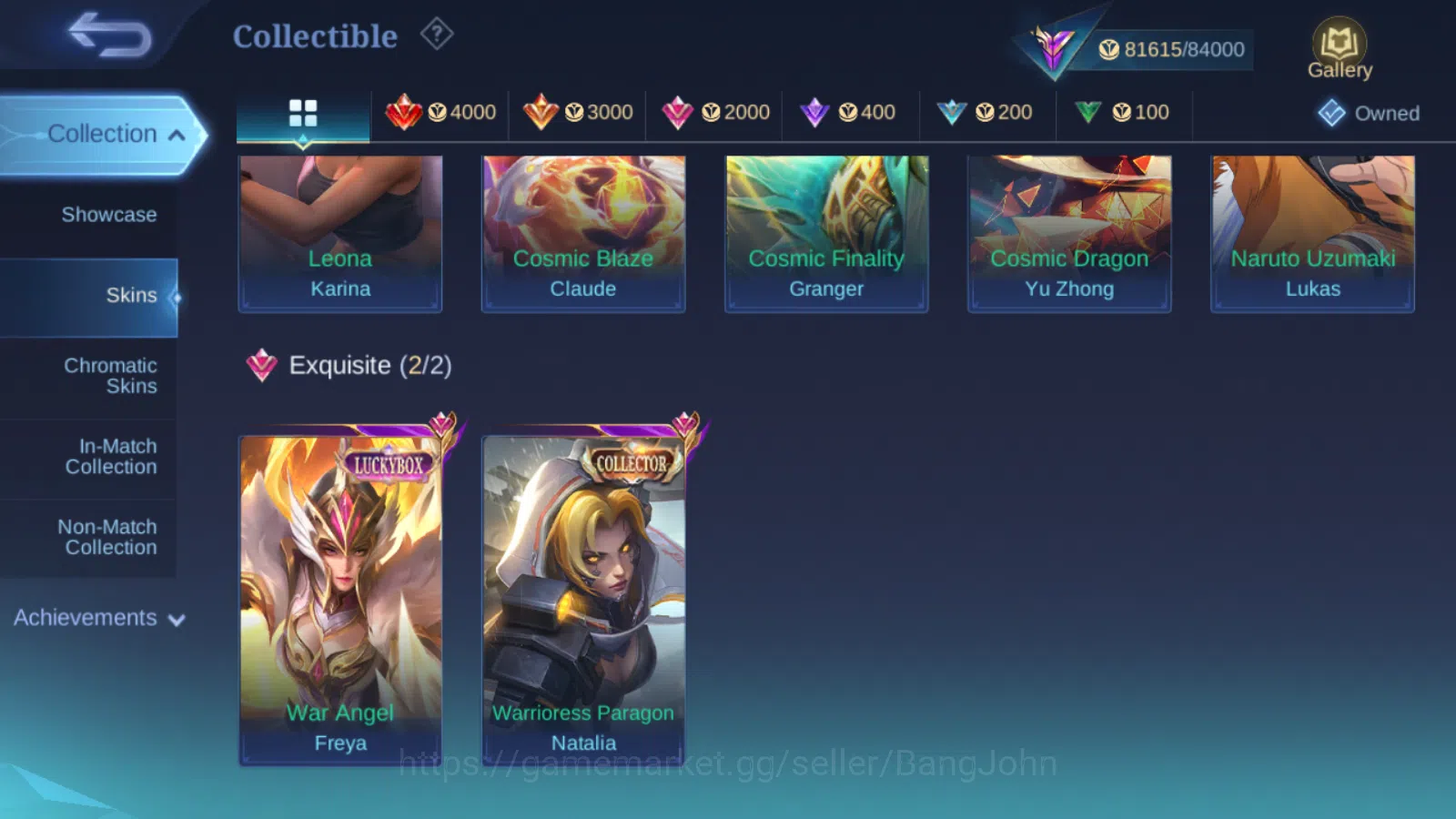Mobile Legends: Bang Bang Accounts Others Hero 131 , Skin 278 ,  Prime (Claude, Granger ,Yu Zhong) , Naruto Lukas ,Luckybox 4