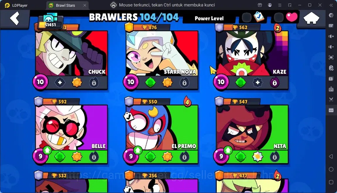 Brawl Stars Accounts Global |Trophy 51451|104 Brawler|41 Max Hypercharge|Skins 7 Mythic,11 Legend,3 Hyper|4605 Bling|Protect 16