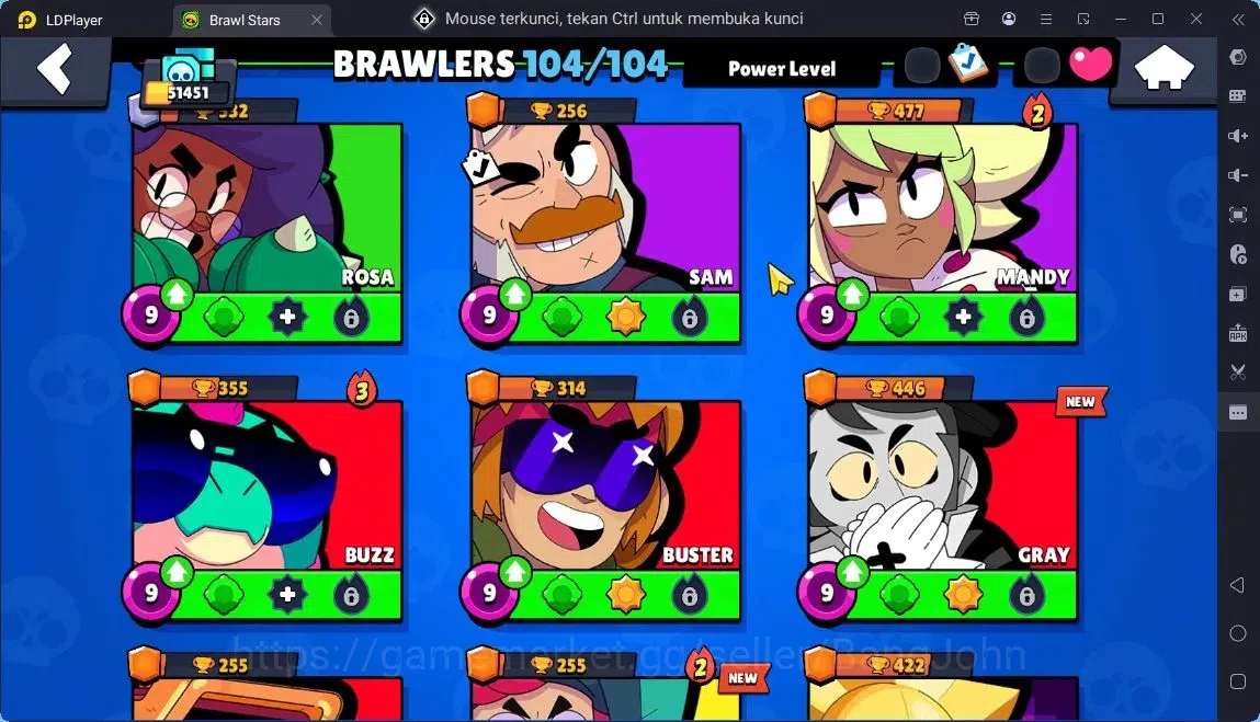 Brawl Stars Accounts Global |Trophy 51451|104 Brawler|41 Max Hypercharge|Skins 7 Mythic,11 Legend,3 Hyper|4605 Bling|Protect 17