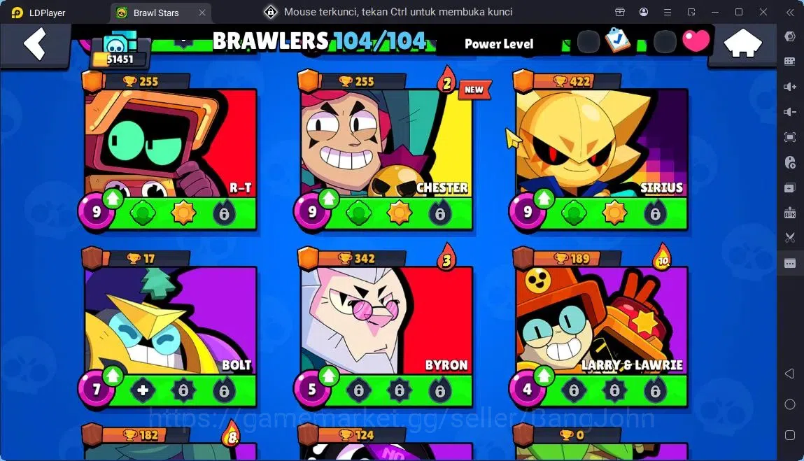 Brawl Stars Accounts Global |Trophy 51451|104 Brawler|41 Max Hypercharge|Skins 7 Mythic,11 Legend,3 Hyper|4605 Bling|Protect 18