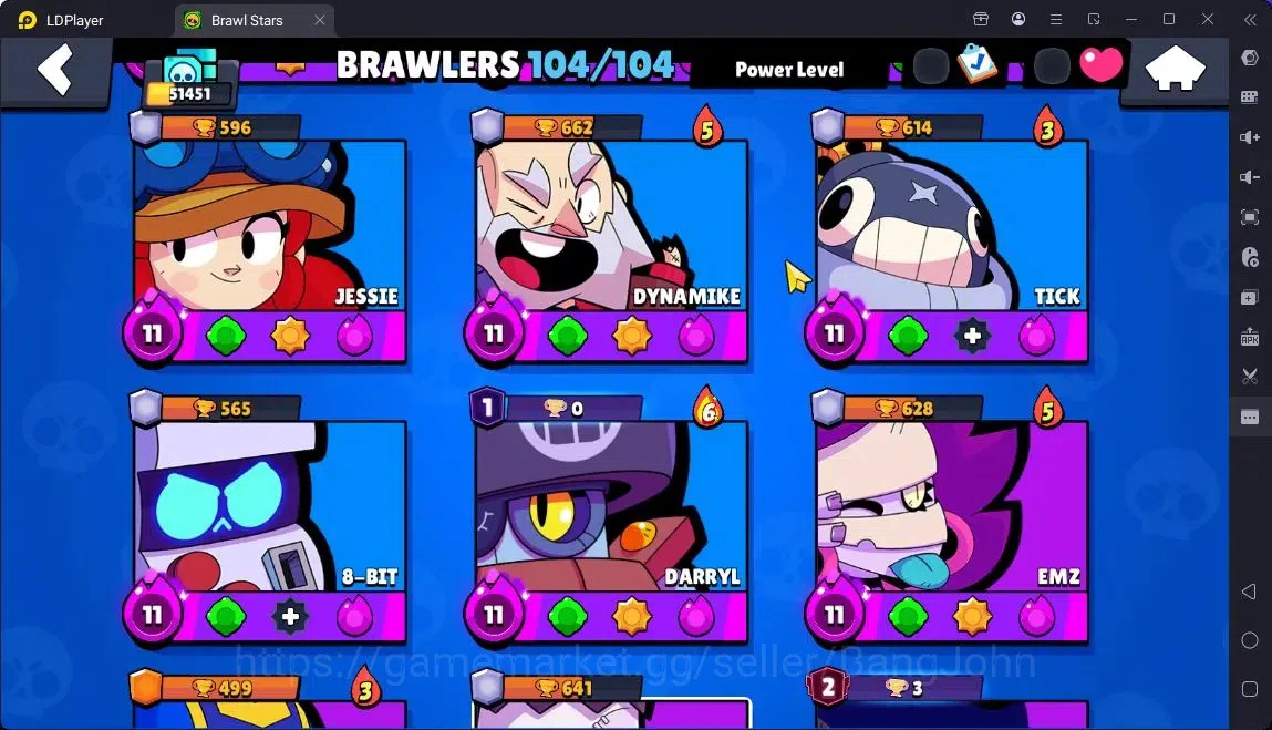 Brawl Stars Accounts Global |Trophy 51451|104 Brawler|41 Max Hypercharge|Skins 7 Mythic,11 Legend,3 Hyper|4605 Bling|Protect 6