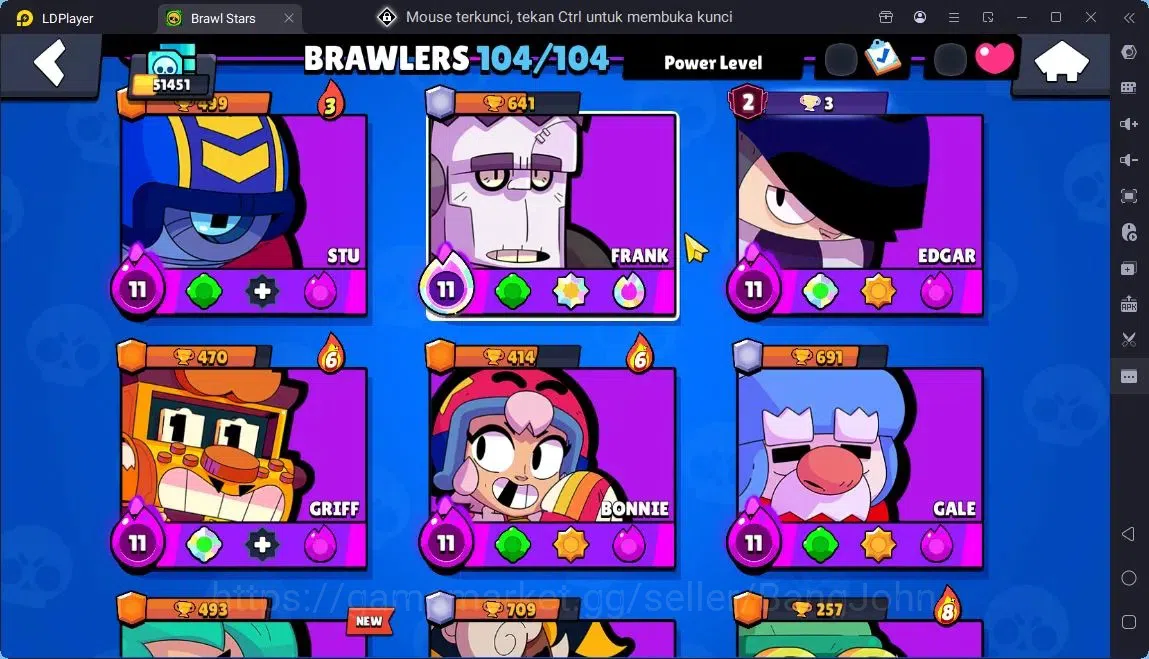 Brawl Stars Accounts Global |Trophy 51451|104 Brawler|41 Max Hypercharge|Skins 7 Mythic,11 Legend,3 Hyper|4605 Bling|Protect 7