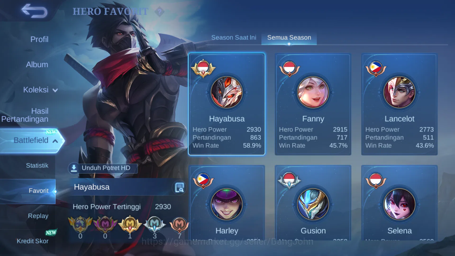 Mobile Legends: Bang Bang Accounts Hero 128 | Skin 275 | Legend Gusion | Annual Hayab image 18