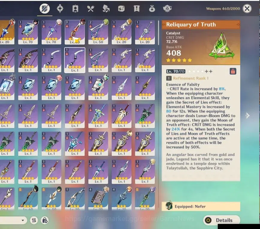 Genshin Impact Accounts ASIA|AR 47|8 Limited+2(*5Weapon)|Nefer+sign,Lauma, image 5