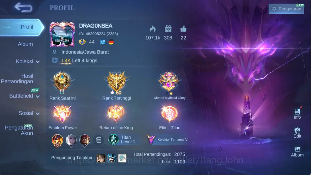 hero 83+, skin 170+ nexus thamuz, sanrio florin, LB Kimmy, valentine fanny, dragon ling, lightborn GR,msc natan check SS ML1294B Mobile Legends: Bang Bang Others hero 83+, skin 170+ nexus thamuz, sanrio florin, L image 1