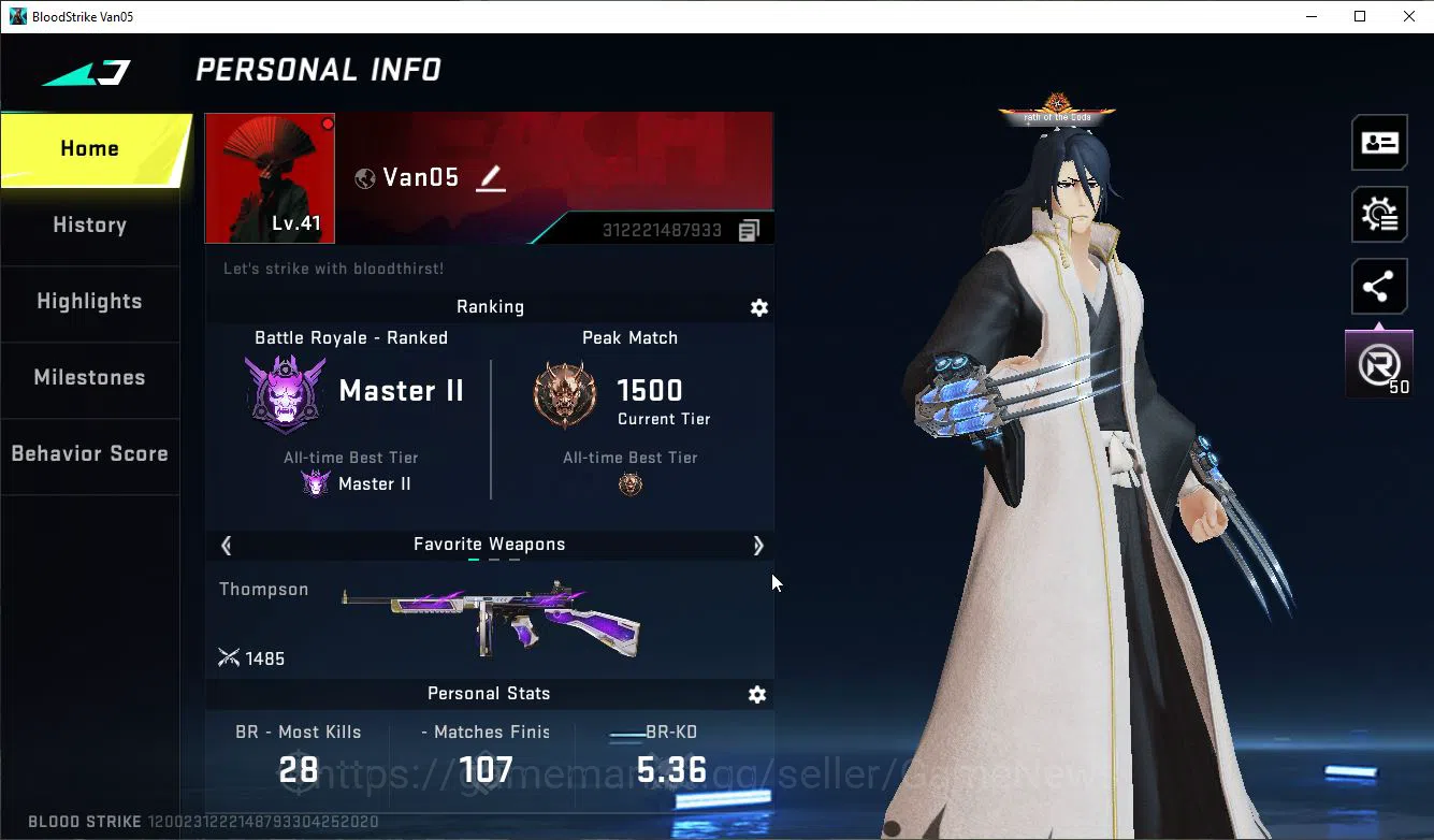 Blood Strike Accounts ASIA|2 MELE Katar,Zenpakuto+Colab BLEACH Lv3 UZI-Z image 2