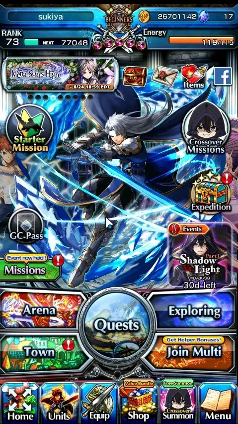Grand Summoners Accounts End-Game Global|Rank 73|25 Ascend 8 TW|(Paladin Roy,S Miyu,S Emiya,Chloe,Frieren,H 1