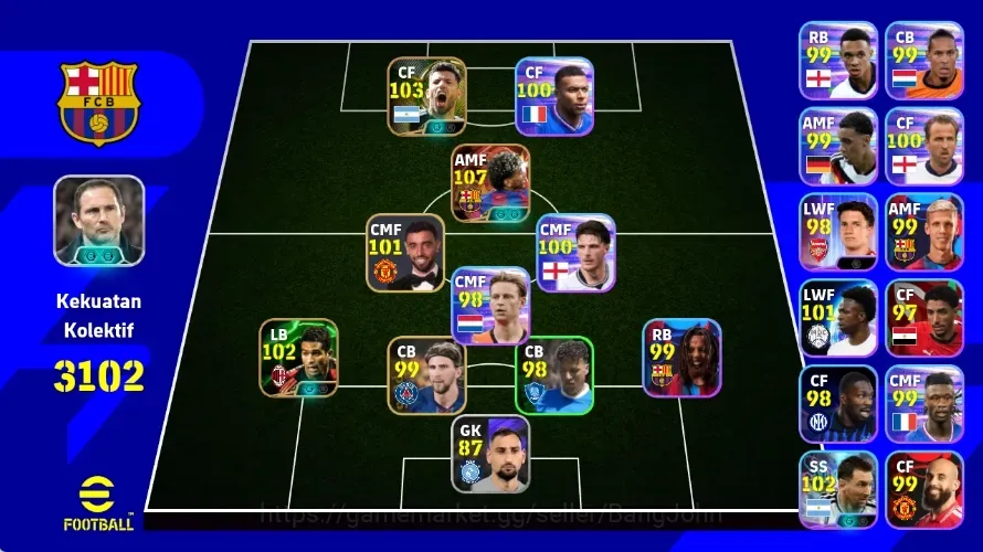 eFootball Accounts Others Android|PW 3102|Lamine Yamal Big T,Lionel Messi Show TSergio Aguero Epic,Serginho 1