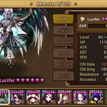 Summoners War: Sky Arena Accounts End-Game ASIA|END GAME|8 LD (lucifer,Craig,Hilda,Elena,Mookwol,Herteit,Lydia,Fermion)162