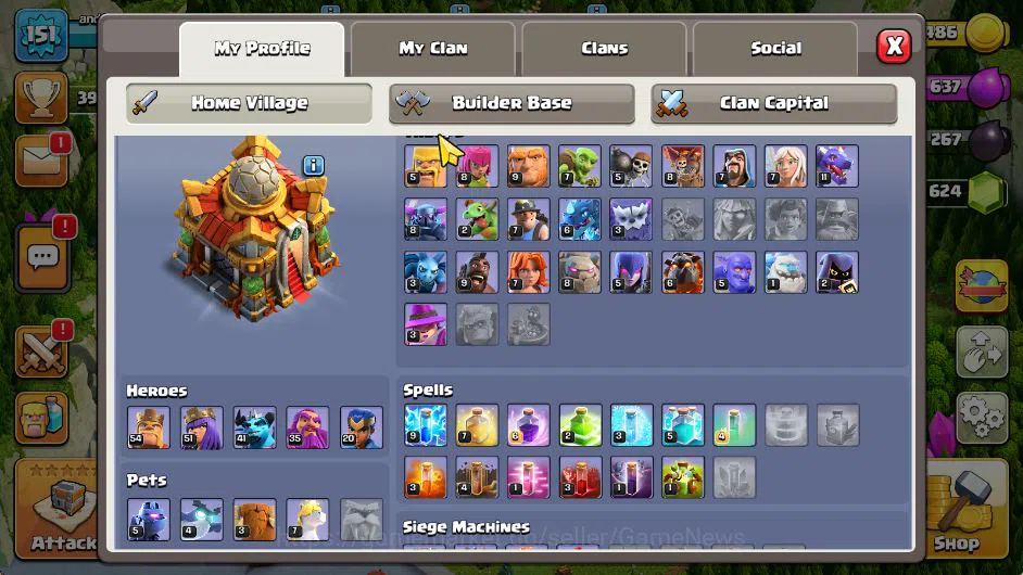 Clash of Clans Accounts TH 16-BH 8|LV 151|TROPHY 3974|HH 7|BK 54,AQ 51,GW  image 10