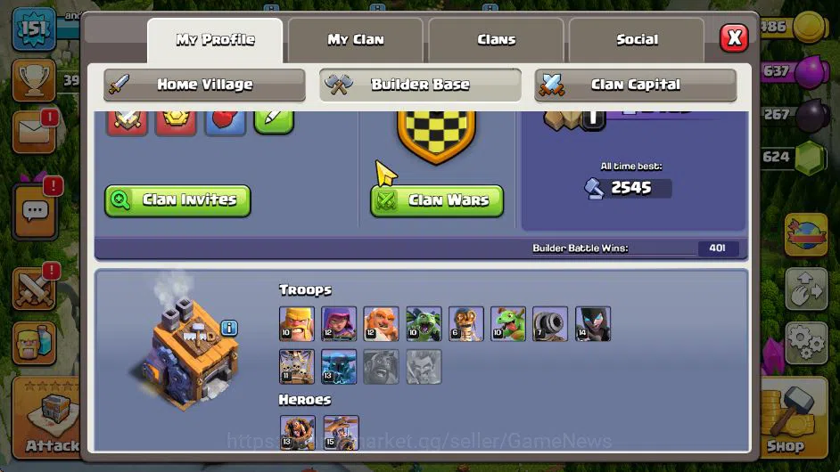 Clash of Clans Accounts TH 16-BH 8|LV 151|TROPHY 3974|HH 7|BK 54,AQ 51,GW  image 8