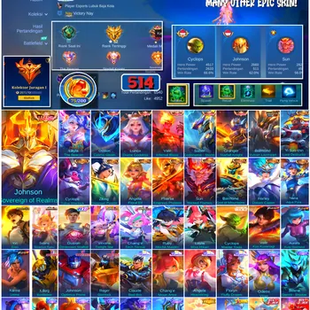 Mobile Legends: Bang Bang Accounts #4714 514 Skins | Granger Starfall Knight (LEGEND) | Gusion Cosmic Gleam (LEGEND