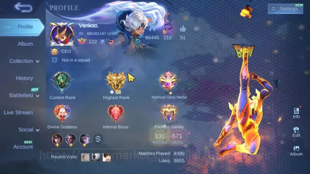 Mobile Legends: Bang Bang Accounts Hero 131|Skin 571|Legend(Valir,Lunox),Naruto Lukas image 3