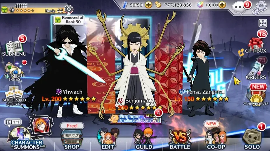 Bleach: Brave Souls Accounts Mid-Tier Global | 26K BP+10K Orb|Mid Story|Yhwach TYBW TheEnd|Senjumaru TYBW25|Tensa 1