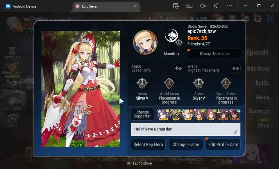 Epic Seven Accounts GLOBAL Verif|New Era|3 ML(A Yufine,TM Luluca,R Roa image 2