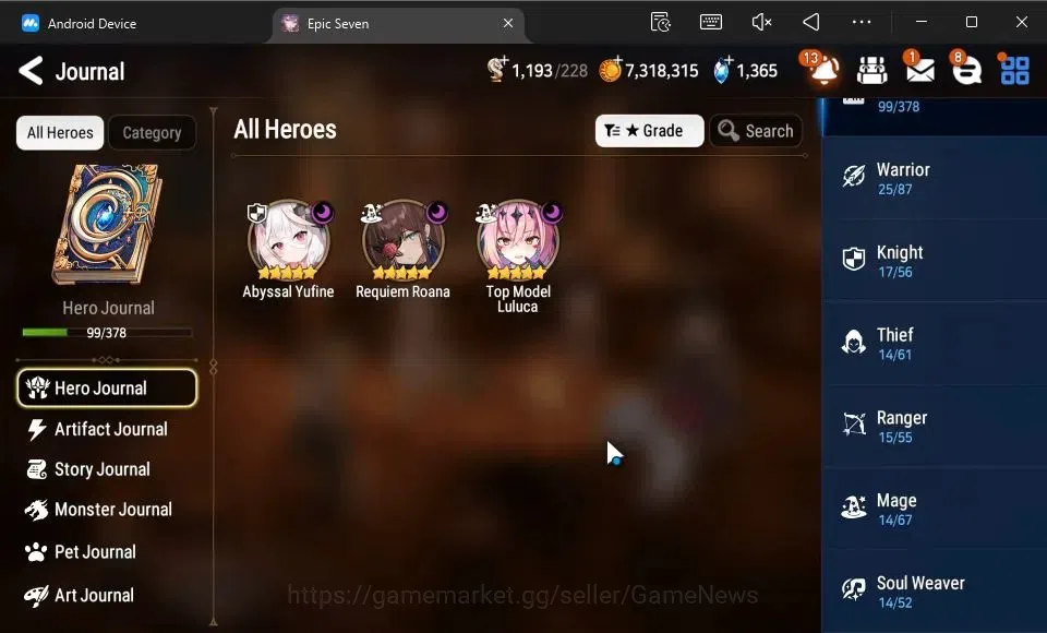 Epic Seven Accounts GLOBAL Verif|New Era|3 ML(A Yufine,TM Luluca,R Roa image 6