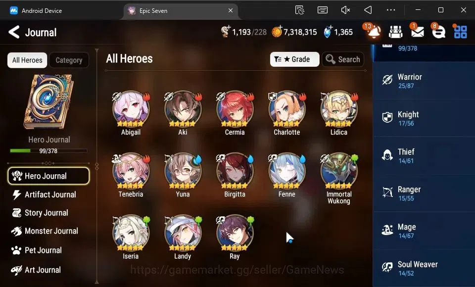 Epic Seven Accounts GLOBAL Verif|New Era|3 ML(A Yufine,TM Luluca,R Roa image 7