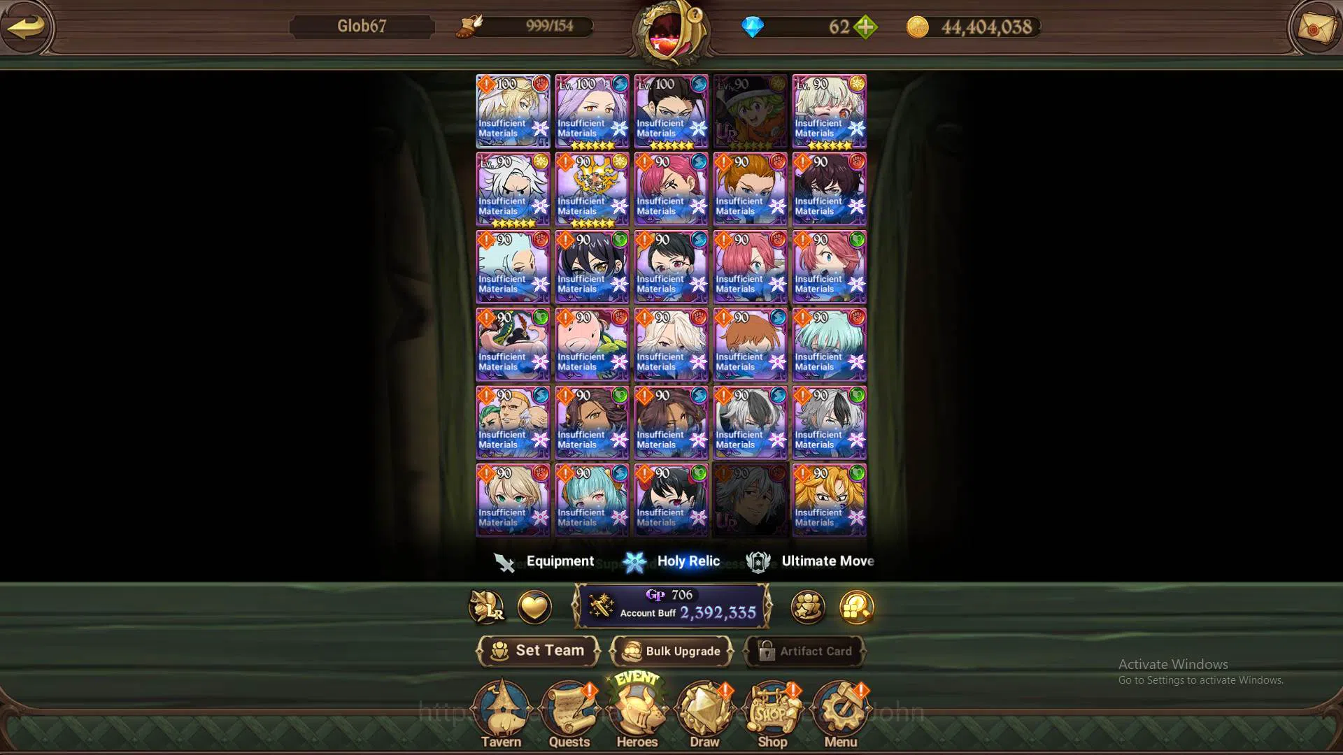The Seven Deadly Sins: Grand Cross Accounts Others GLOBAL|2.3M CC|LS 110|LR Brunhild|6UR 5