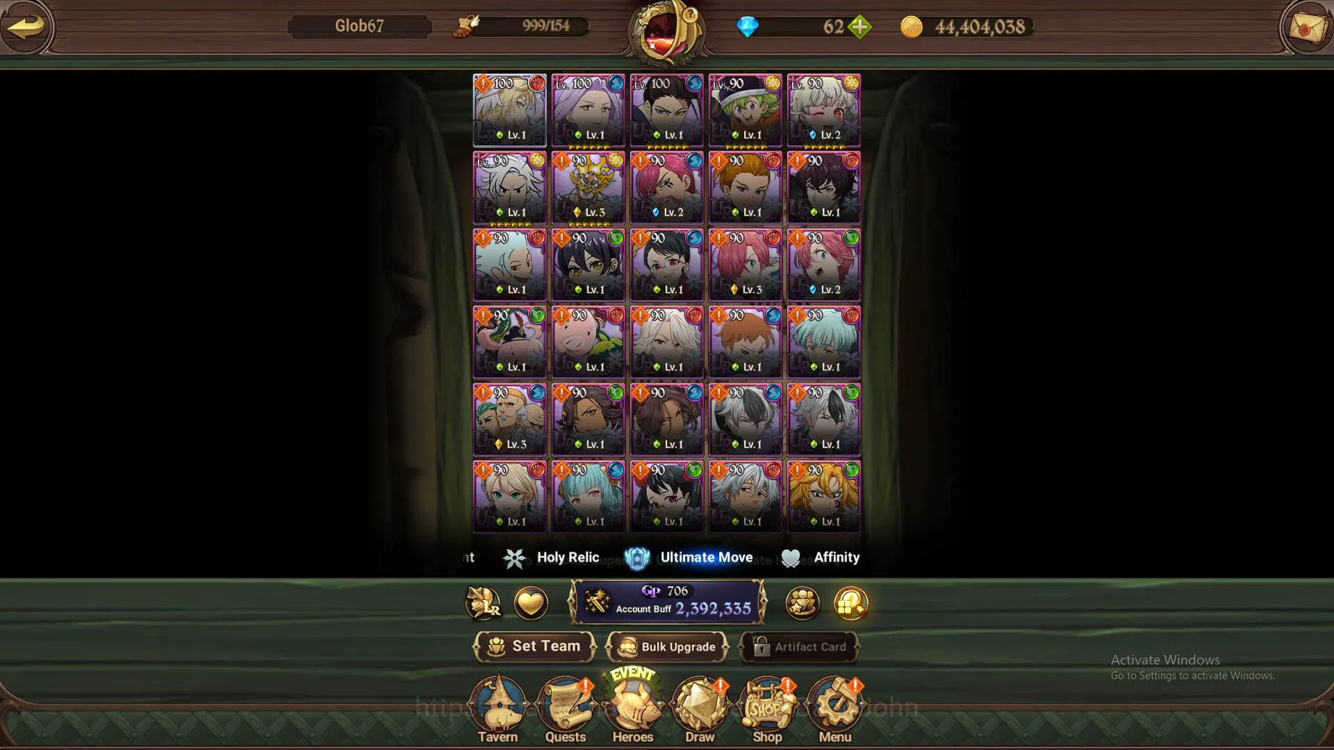 The Seven Deadly Sins: Grand Cross Accounts Others GLOBAL|2.3M CC|LS 110|LR Brunhild|6UR 6