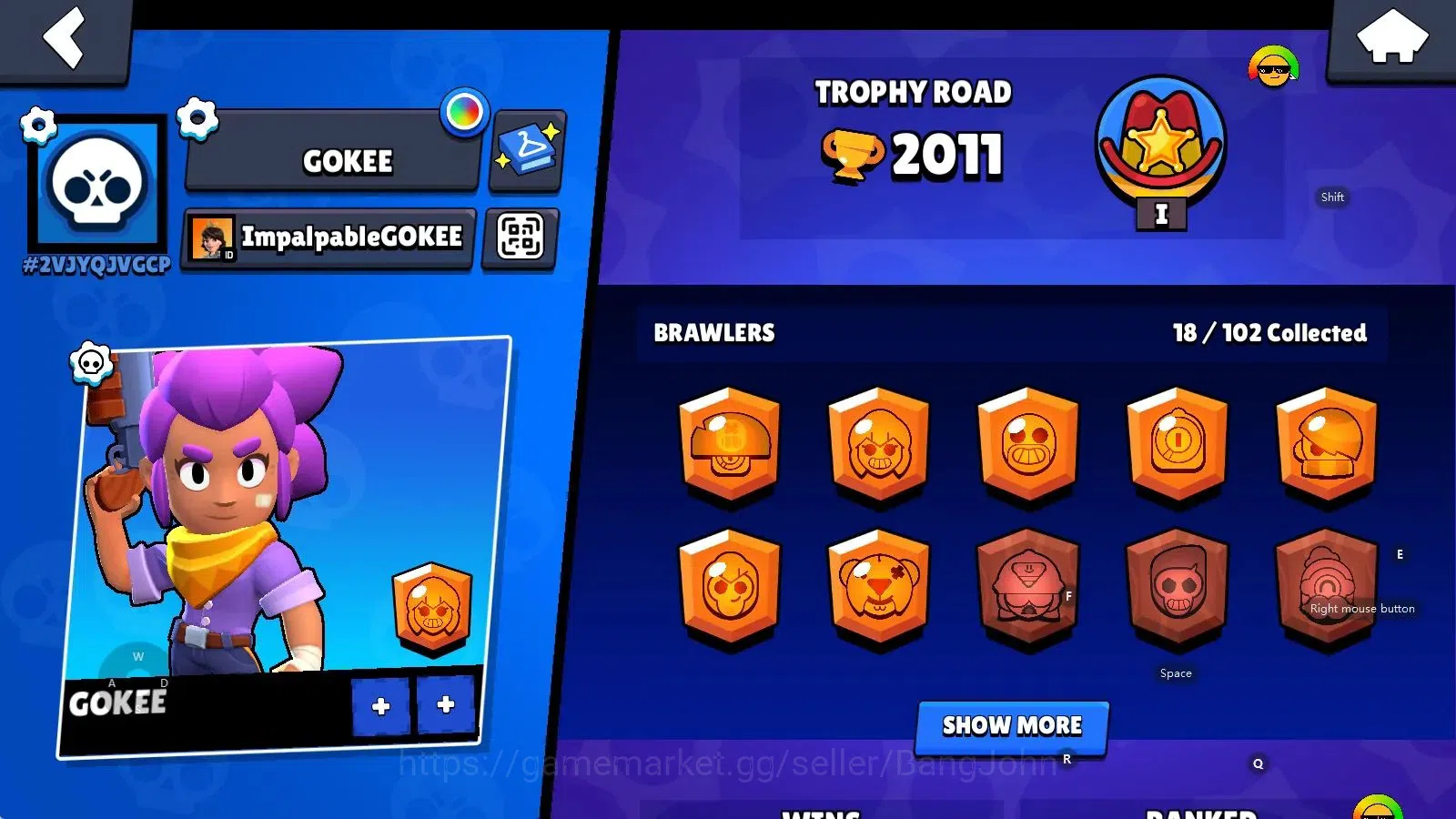 Brawl Stars Accounts Android | 2011 Thropy|18 Brawler|1 Max Lv(Shelly)| image 2