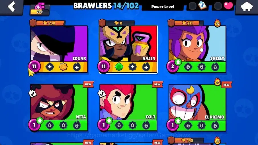 Brawl Stars Accounts 749 Trophy|14 Brawlers 2 Max Brawlers [Edgar,Najia image 5